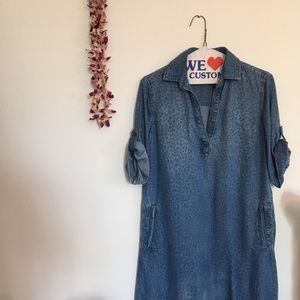 XS Denim cheetah print Cloth & Stone dress.